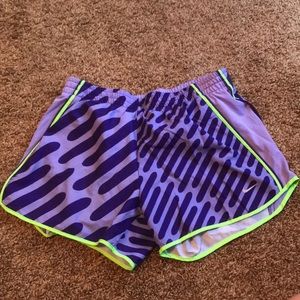 Purple and Lime Green Nike Shorts